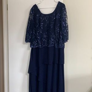 Long dark blue mother of the bride dress